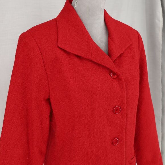 Coldwater Creek Jacket Womens Large Red Tweed Lined Blazer Pockets Career - Picture 7 of 16